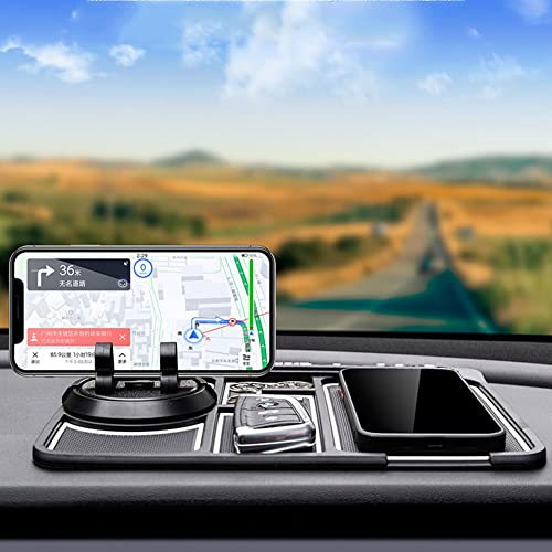 Tumecos Car Dashboard Anti-Slip Mat with 360° Rotation Phone Holder & Storage Tray, Universal Non-Slip Car Dashboard Pad for Cell Phones, Keys, Sunglasses, Compatible with Most Vehicles & Smartphones - style: Style C