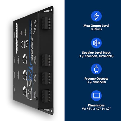 AudioControl LC7i 6-Channel Active Line Output Converter with AccuBASS for Adding Subwoofers, Amplifiers to Factory Car Audio Receiver Head Unit, Speaker Level to RCA Line Level Converter