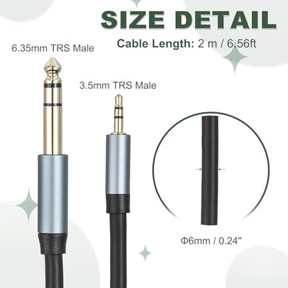 MECCANIXITY 1/4" to 1/8" Stereo Audio Cable 6.35mm to 3.5mm Male 7FT Black - size: 7FT