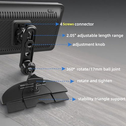 Extended CD Slot Mount for CarPlay Screen with Screws Adjustable Arm and 360° Rotating Universal Head 17mm Compatible with in-Car Monitors CD Slot CarPlay Mount
