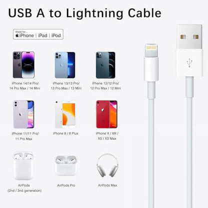 Abysssea 1.5FT Short CarPlay Cable, 20 inch USB A to Lightning Cable for iPhone 14, 14 Plus, 14 Pro Max, 13, SE 2nd/12/11/Xs/XR/8/7, iPad Air 4/5/ 6/7/8, Mini 2/3/4/5 Charger Cord, Car Charging Cable - size: 1.5FT