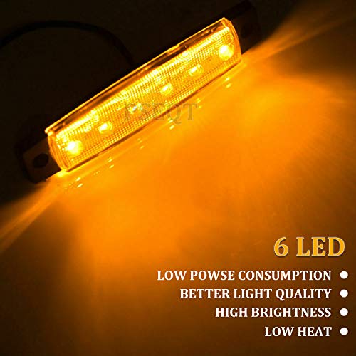 PSEQT 10 Pcs LED Rock Strip Lights Car Underglow Wheel Fender Well Lighting Kits Waterproof for Golf Cart Wrangler Offroad Truck RV UTV ATV Snowmobile (Amber Yellow) - color: Amber
