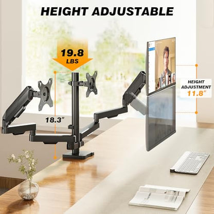 TVON Triple Monitor Stand & Monitor Arm Desk Mount up to 32 Inches - size: Triple Monitor Stand