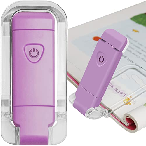 EGWASER Book Light for Reading in Bed, USB Rechargeable Clip on Book Lights, 3 Brightness Adjustable Dimmable Bookmark Light for Eye-Protection, Reading Lamp for Bookworms, Travel (Purple) - color: 1-Pack Purple