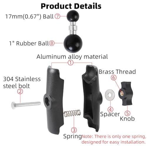 1 inch to 17mm Ball Adapter with 3.54" Medium Double Socket Arm, Compatible with RAM B Size Mounts, Fits Garmin GPS Mount and 17mm Swivel Ball Mounting Phone Holders - style: 1" to 17mm Ball Adapter with 3.54" Arm