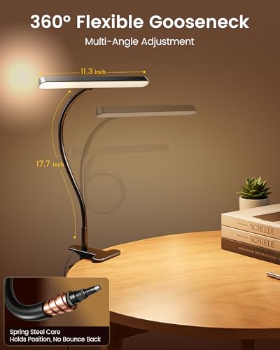Glocusent 7W Clip on Light, 57 LED Reading Light for Bed, Amber Mode &Timer
