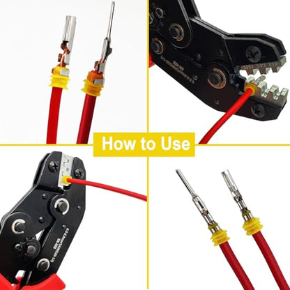 Electrical Crimping Tool with Ratchet, Ratcheting Wire Crimper Tool