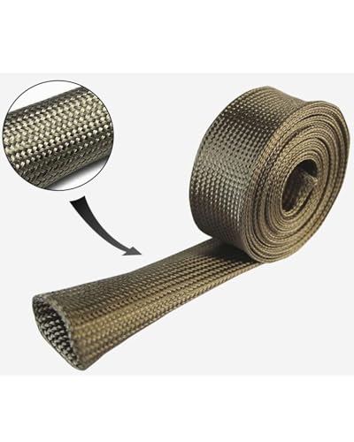 Fuel Line Heat Shield Wire Heat Shield Heat Shield Sleeve Auto Hose Spark Plug Wire Heat Shield diesel heater exhaust sleeve 2500 Degree for Car&Auto Wire Loom Brake Cable (1/2"IDX10'Titanium) - color: Titanium, size: 1/2" ID X 10'