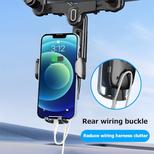 BESULEN Car Rear View Mirror Phone Holder, 360° Rotatable&Retractable Auto Rearview Clip Mobile Mount Holder, Multifuctional GPS Holder with Anti-Shake Design, Universal for All Phone&Cars (Green) - color: Green