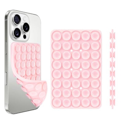 Giumel 1 Pack Light Pink Double Sided Silicone Suction Cup Phone Case Mount, Hands-Free Strong Grip Holder for Selfies and Videos, Silicon Phone Stand Sticky for iPhone and Android - color: 1 Pack Light Pink Double Sided
