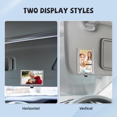 Car Sun Visor Photo Holder, Magnetic Car Picture Frame, Universal Car Visor Clip for Add Personality to Your Vehicle (Transparent, 2.8 x 4.7) - size: 2.8 x 4.7