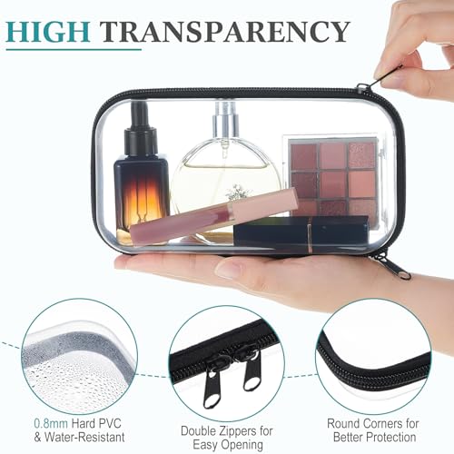 Hoolerry 4 Pcs Hard Clear Zipper Case, Clear, 7.5 x 3.9 x 2 in, Bicolor - color: Black and White, size: 7.5 x 3.9 x 2 in