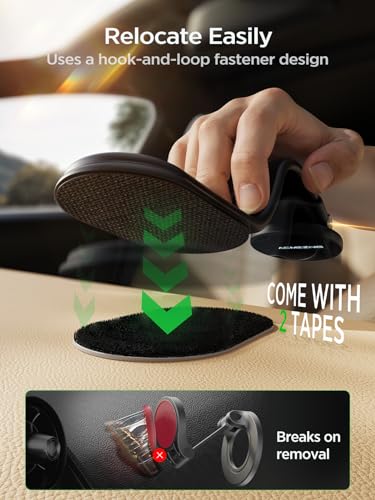 ACMEZING 15W Only for iPhone MagSafe Car Mount Charger, 360% Adjustable Aluminum Alloy Arm, Relocatable Car Phone Holder, Magnetic Wireless Fast Charging, Cell Phone Holder for All Car Models, Black