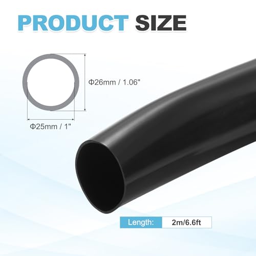 MECCANIXITY 2m PVC Cable Sleeve Tubing, 25mm 1 Inch PVC Tube Black Cord Organizer Wire Shielding Sheathing Wrap - size: 2m x 25mm