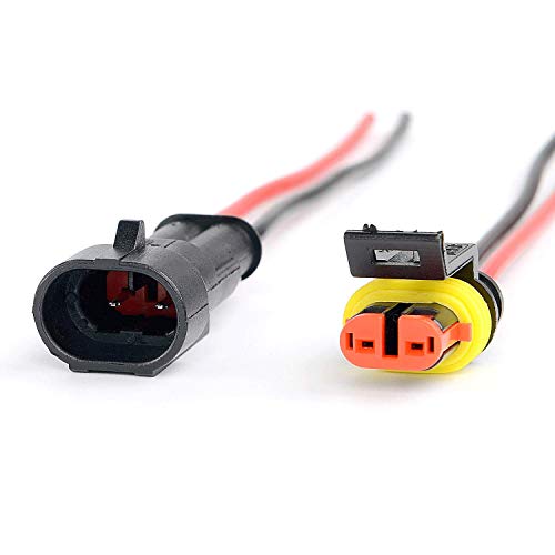 Nilight - 50020R 2Pin Way 16AWG Waterproof Wire 1.5mm Series Terminal Connector-10 Pack,2 Years Warranty - size: 2Pin Wire Harness 10Sets