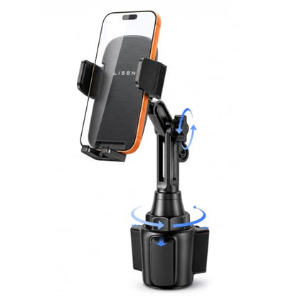 LISEN [Upgraded Version Cup Holder Phone Holder for Car, Universal 360° Adjustable Long Neck Car Phone Mount Golf Cart Truck Jeep, Compatible with iPhone Samsung Google & All 4.0-7.0 '' Phones