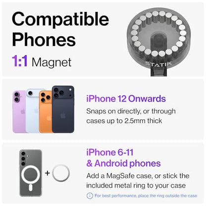 Statik HyperMount (Gen 2) Magnetic Phone Holder, for iPhone and Android - size: 5 Pack