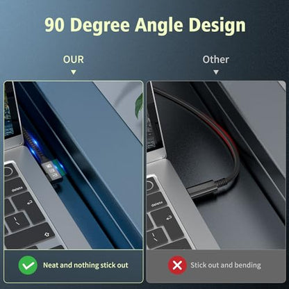 USB C 3.2 Gen2x2 20Gbps Cable, 90Degree USB C 4K@60Hz UHD Video 5A/240W PD3.1 Fast Charge Cord with E-Marker Compatible with Thunderbolt 3/4 (3M+3M Degree) - size: 3M+3M Degree