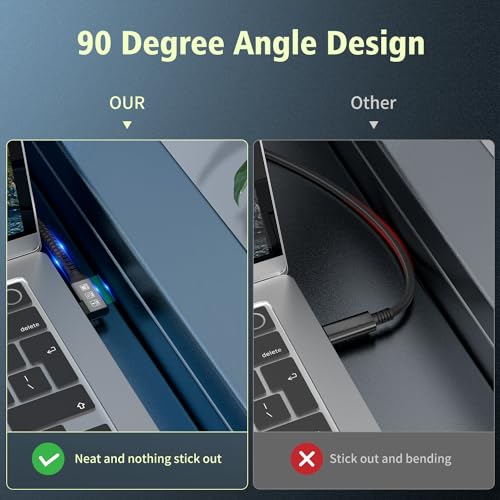 USB C 3.2 Gen2x2 20Gbps Cable, 90Degree USB C 4K@60Hz UHD Video 5A/240W PD3.1 Fast Charge Cord with E-Marker Compatible with Thunderbolt 3/4 - size: 90D 20G 240W 0.5M