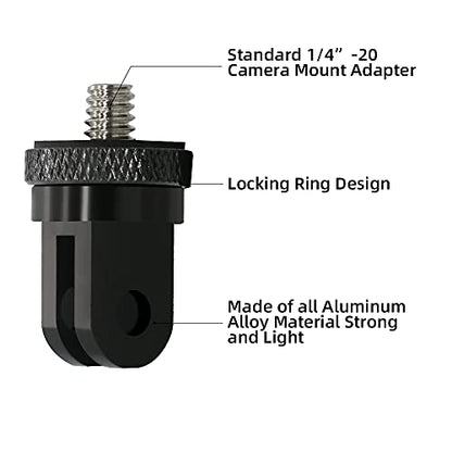 1/4 Inch Aluminum Metal Camera Mount Adapter, Conversion Camera Tripod Mount Compatible with GoPro Hero 13/12/11/10/9/8 Black,DJI Action 6/5 Pro/4/3 and More Action Cameras 1/4 Accessories（2 Packs） - color: Aluminum straight adapter