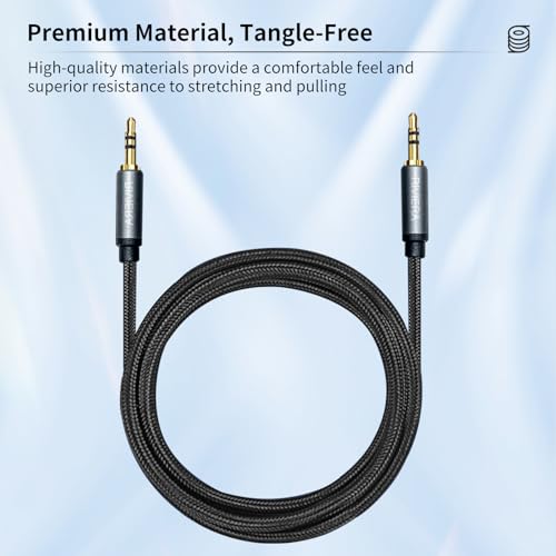 RIVIERA 6.0FT/1.8M Audio Cable 3.5mm 1/8" TRS to 3.5mm 1/8" TRS Braided Sheild Pure Copper Wire and 24K Gold Plated Low Noise Cable with Braided Nylon Jacket for Digital Players & Musical Instruments - color: Dual 1/8 TRS Black, size: 6FT/1.8M