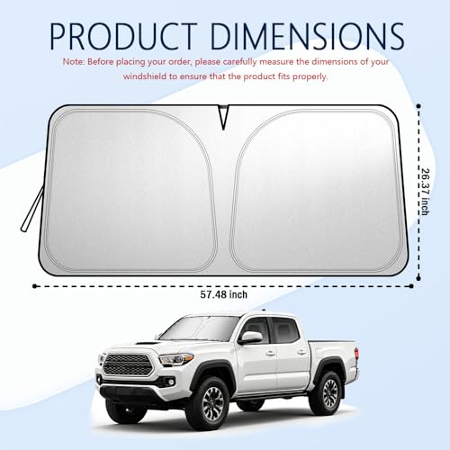 Car Windshield Sun Shade Foldable,2026 Upgraded Car Shade Front Windshield Compatible with Toyota 2016-2026 Tacoma,Sunshade for Cars Windshields with Storage Bag - color: for Toyota Tacoma 2016-2026