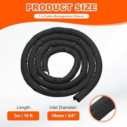 MECCANIXITY Braided Wire Loom, 10ft(3 m) - 3/4"(19mm) Wire Split Braided Cable Management Sleeve Automotive Woven Mesh Split Loom Tubing for Multi-Cable Management, Black - color: Black, size: 10ft(3 m) - 3/4"(19mm)