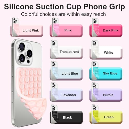 Giumel 1 Pack Purple Double Sided Silicone Suction Cup Phone Case Mount, Strong Grip Holder for Selfies and Videos, Compatible with iPhone and Android - color: 1 Pack Purple Double Sided