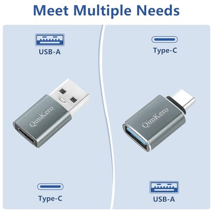 (4-Pack) 2 * Type C Female to A Male Charger Converter & 2 * USB C Male to USB Female OTG Adapter, for iPhone 16 15 14 13 Plus Pro Max,Apple Watch 10,Airpods,iPad,Car,Samsung Galaxy S23 S24 Ultra