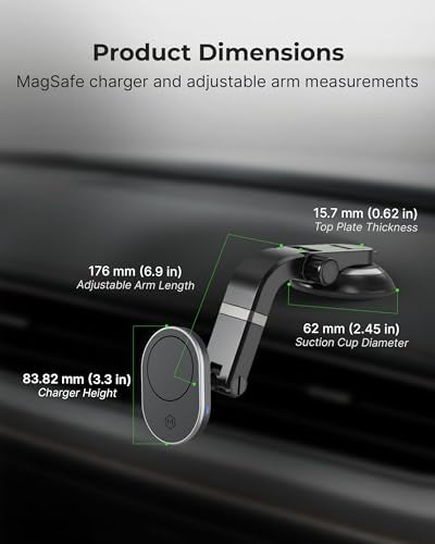 MagSafe 15W Fast Wireless Car Charger AMPS Plate Phone Mount - style: Magnetic Wireless Charger Multi-Angle Suction Cup