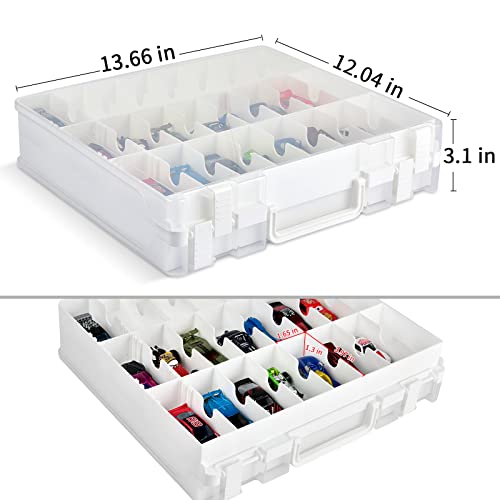 ALCYON 48-Compartment Toy Car Storage Case for Hot Wheels and for Matchbox - color: White