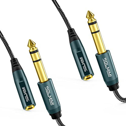 1/4 to 3.5mm Headphone Jack Adapter (2-Pack), TRS 6.35mm Male to 3.5mm Female Stereo Audio Adapter Cable for Headphone, Speaker, Mixer, Guitar Amplifier, Piano, Keyboard - 1FT - size: 1 Feet - 2 PACK