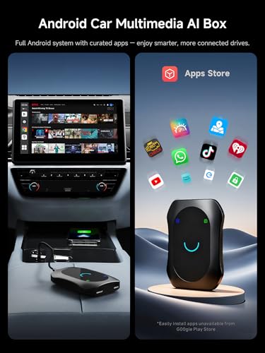 Magic AI Box, Wireless CarPlay/Android Auto Adapter, Car Video Box Supports for Netflix/YouTube/TikTok/TF Card, DriveChat AI Smart Box with GPS/Dual Bluetooth - color: Satin Gray