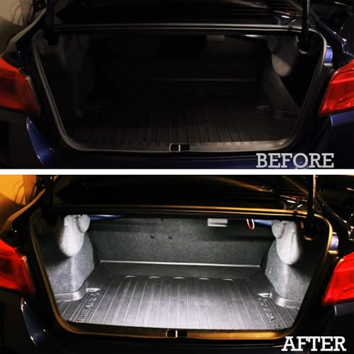 iJDMTOY Super Bright Xenon White Full LED Trunk Cargo Area Light Assembly w/Switch Compatible With Subaru Impreza WRX XV Crosstrek Ascent, Powered by 18-SMD LED Diodes