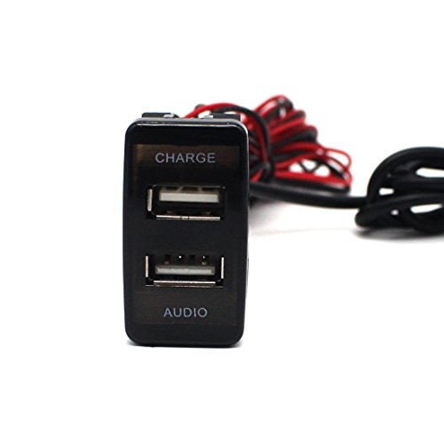 USB Car Charger with Audio Port for Toyota VIGO, 2.1A 2-Port Adapter for HTC, Samsung, Huawei, etc.