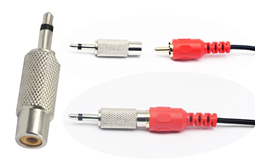 RCA to 3.5MM Audio TS Adapter 3.5mm 1/8" Mono Plug Male to RCA Female Jack Adaptor Connector（Silver (2 Packs, 2-Pole) - color: 2 Packs, 2-Pole