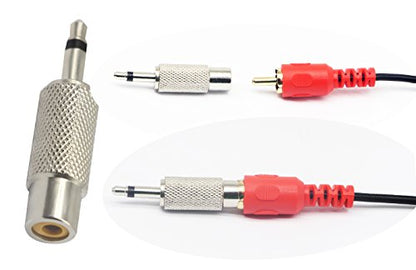RCA to 3.5MM Audio TS Adapter 3.5mm 1/8" Mono Plug Male to RCA Female Jack Adaptor Connector（Silver (2 Packs, 2-Pole) - color: 2 Packs, 2-Pole