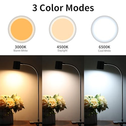 Dott Arts Desk Lamp,USB Clip On Light with 3 Color Modes,LED Reading Lamp - color: Gray