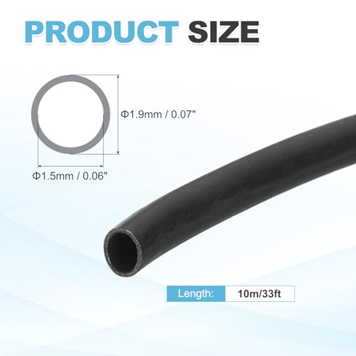 MECCANIXITY 10m PVC Cable Sleeve Tubing, 1.5mm PVC Tube Black Cord Organizer Wire Shielding Sheathing Wrap - size: 10m x 1.5mm