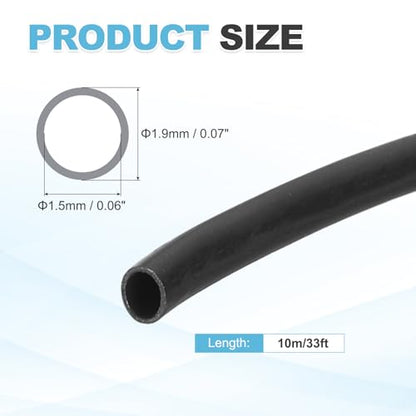 MECCANIXITY 10m PVC Cable Sleeve Tubing, 1.5mm PVC Tube Black Cord Organizer Wire Shielding Sheathing Wrap - size: 10m x 1.5mm