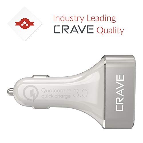 Crave CarHub 54W 4 Port USB Car Charger, Qualcomm Quick Charge 3.0 - White - color: White
