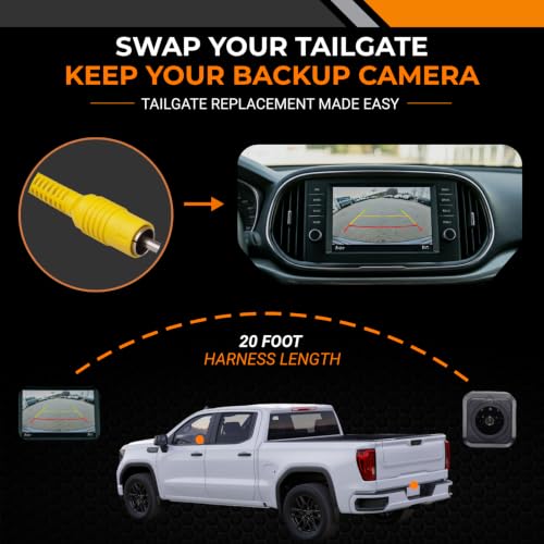 Brandmotion 9002-7452 Factory Tailgate Harness with Dual Mount Camera fits 2017-2021 F250 F350 Super Duty with Factory Rear Vision | Waterproof Case with Anti-Fog Lens | 150° Wide Reverse View - style: Ford 17-Current