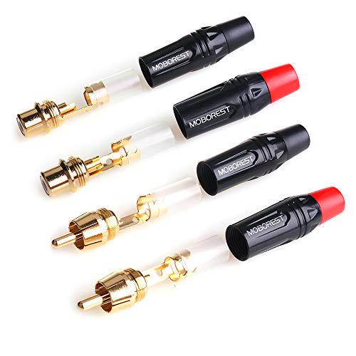 MOBOREST RCA to Speaker Wire Adapter, Male to Female Adapter Audio Phono Gold Plated Solder Speaker Plugs Jack Cable Connector Adapter(Female*2P+Male*2P) - color: RCA Female*2P+Male*2P