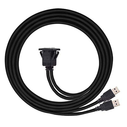 chenyang USB 3.0 Dual Port Flush Mount 2 Male to 2 Female Extension Cable for Car Dashboard Panel Mount - color: Dual Port Male to Female with Latch