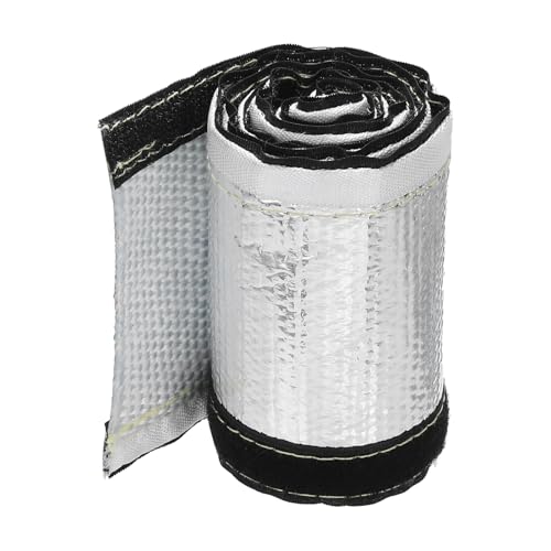 MECCANIXITY 1.5mm Heat Shroud Aluminized Sleeving 3/4" ID x 3.2FT Aluminum Metallic Fiberglass Heat Shroud for Fuel Lines Cables Electrical Wiring - size: 3/4" ID x 3.2FT