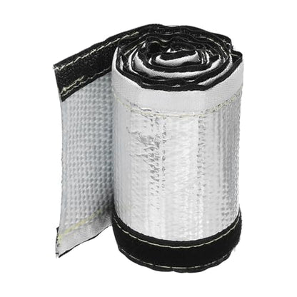 MECCANIXITY 1.5mm Heat Shroud Aluminized Sleeving 3/4" ID x 3.2FT Aluminum Metallic Fiberglass Heat Shroud for Fuel Lines Cables Electrical Wiring - size: 3/4" ID x 3.2FT