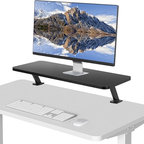 VIVO Black Clamp-on Small 26 inch Ergonomic Desk Shelf, Single Computer Monitor Stand Riser - Desk Organizer Holds 1 Screen or Laptop STAND-SHELF24B - size: 24" shelf