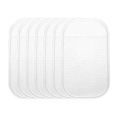 HARFINGTON 7pcs Car Dashboard Anti-Slip Mat 5.5" x 3" Universal Sticky Dash Pad Washable Reusable Car Non-Slip Mats for Phone Keys Sunglasses Electronic Devices, Transparent - color: Transparent