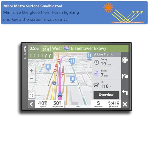 Updated Premium Tempered Glass Screen Protector for Garmin Drivesmart 86 GPS Navigator 8 Inch Touchscreen Anti Glare (Matte) - color: Drivesmart 86 - 8" - Matte