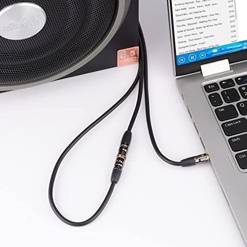 J&D AUX Audio Extension Cable, 3.5mm TRS Male to Female Stereo Adapter, Copper Shell, 15 Feet - size: 15 Feet